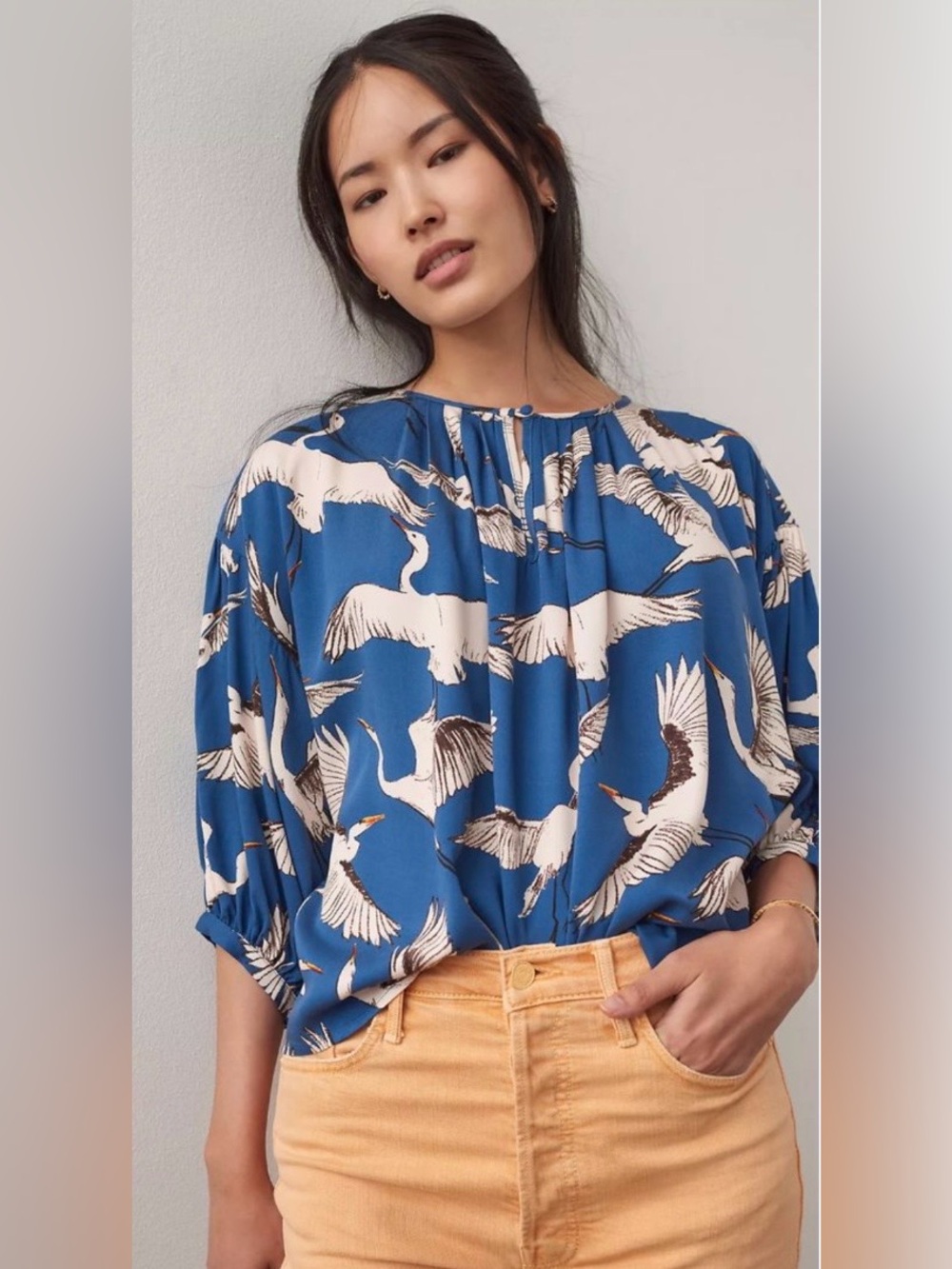 Anthropologie Corey Lynn Calter Adventurer Flying Cranes Top Size Small